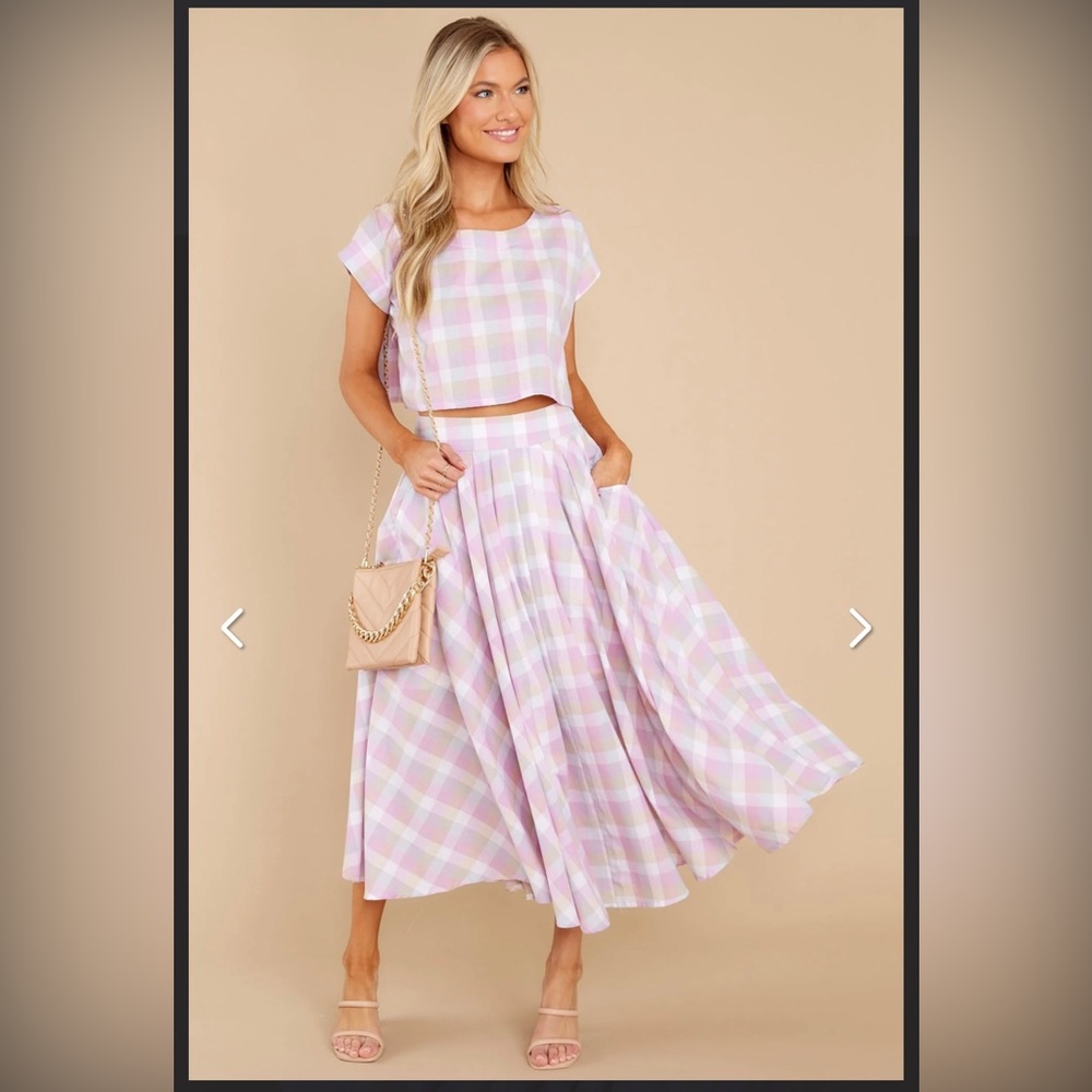 NWOT Red Dress Boutique | Mable New Blossoms Lavender Plaid Two Piece Set Size M